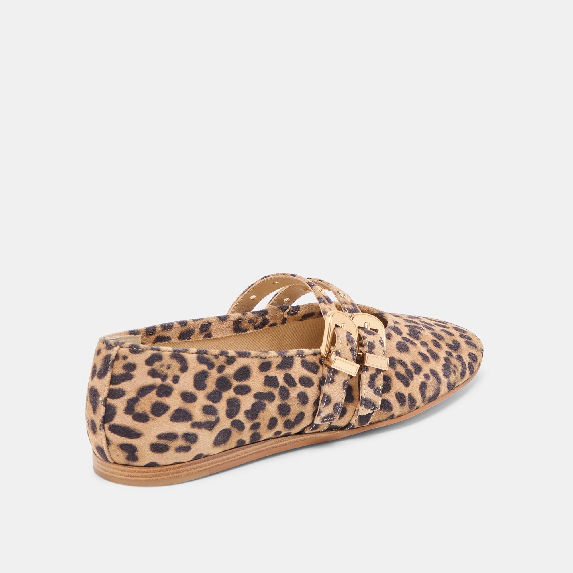 BAYLEE GROMMET BALLET FLATS DK LEOPARD PRINTED SUEDE