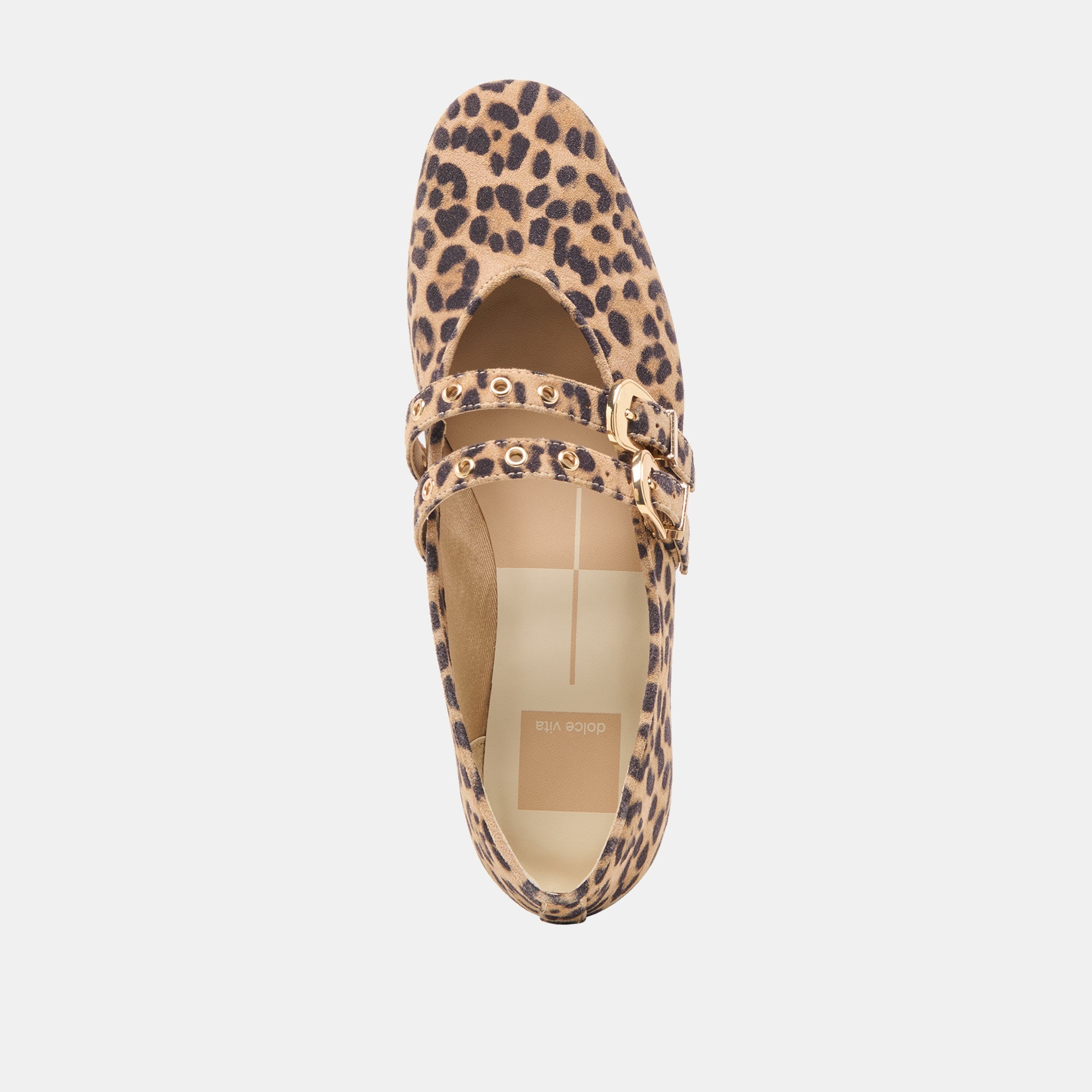 BAYLEE GROMMET BALLET FLATS DK LEOPARD PRINTED SUEDE