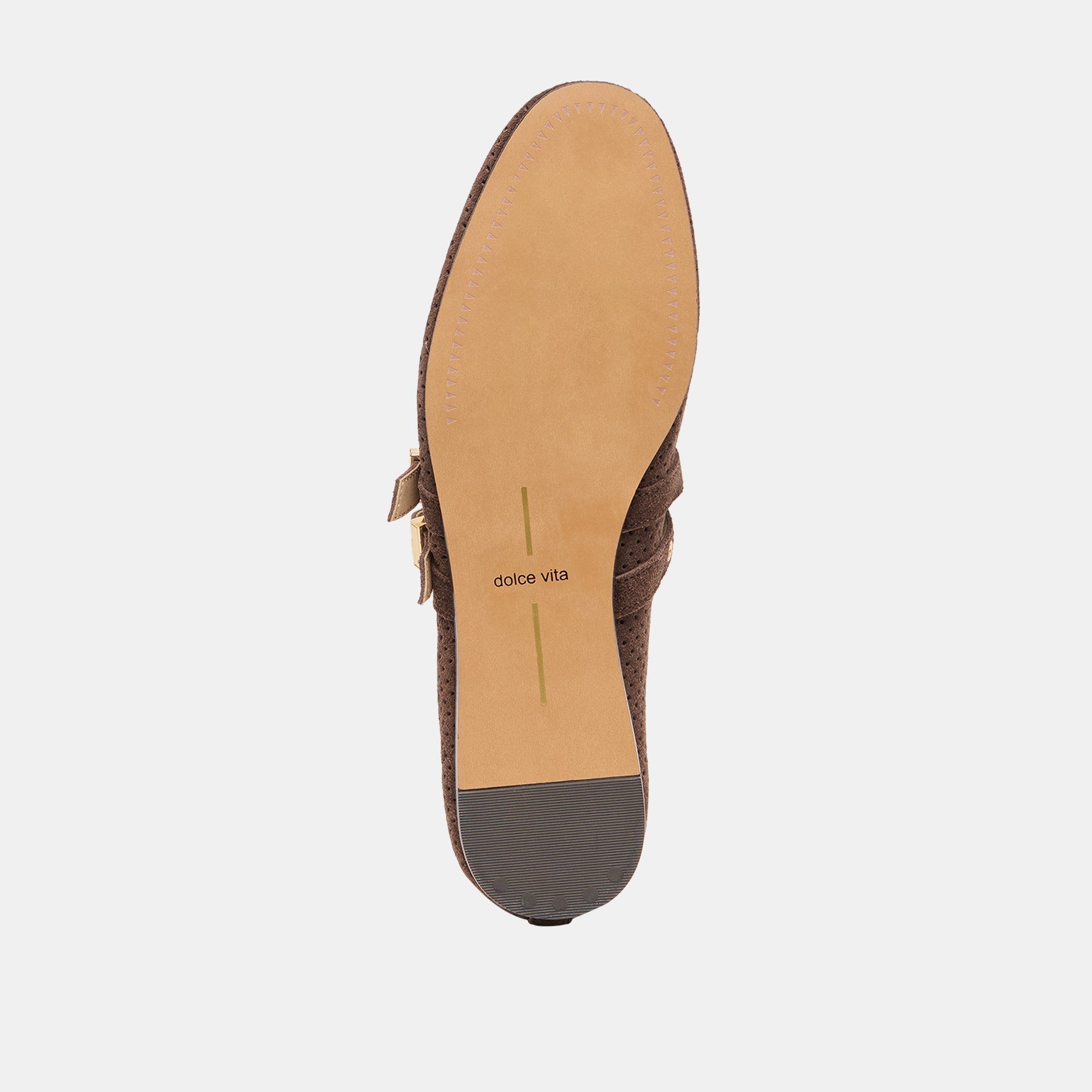 BAYLEE GROMMET BALLET FLATS DK BROWN PERFORATED SUEDE