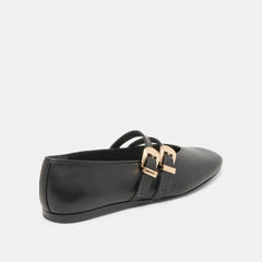 BAYLEE WIDE BALLET FLATS BLACK LEATHER