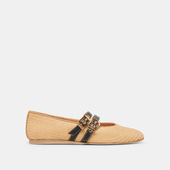 BAYLEE WIDE BALLET FLATS NATURAL RAFFIA