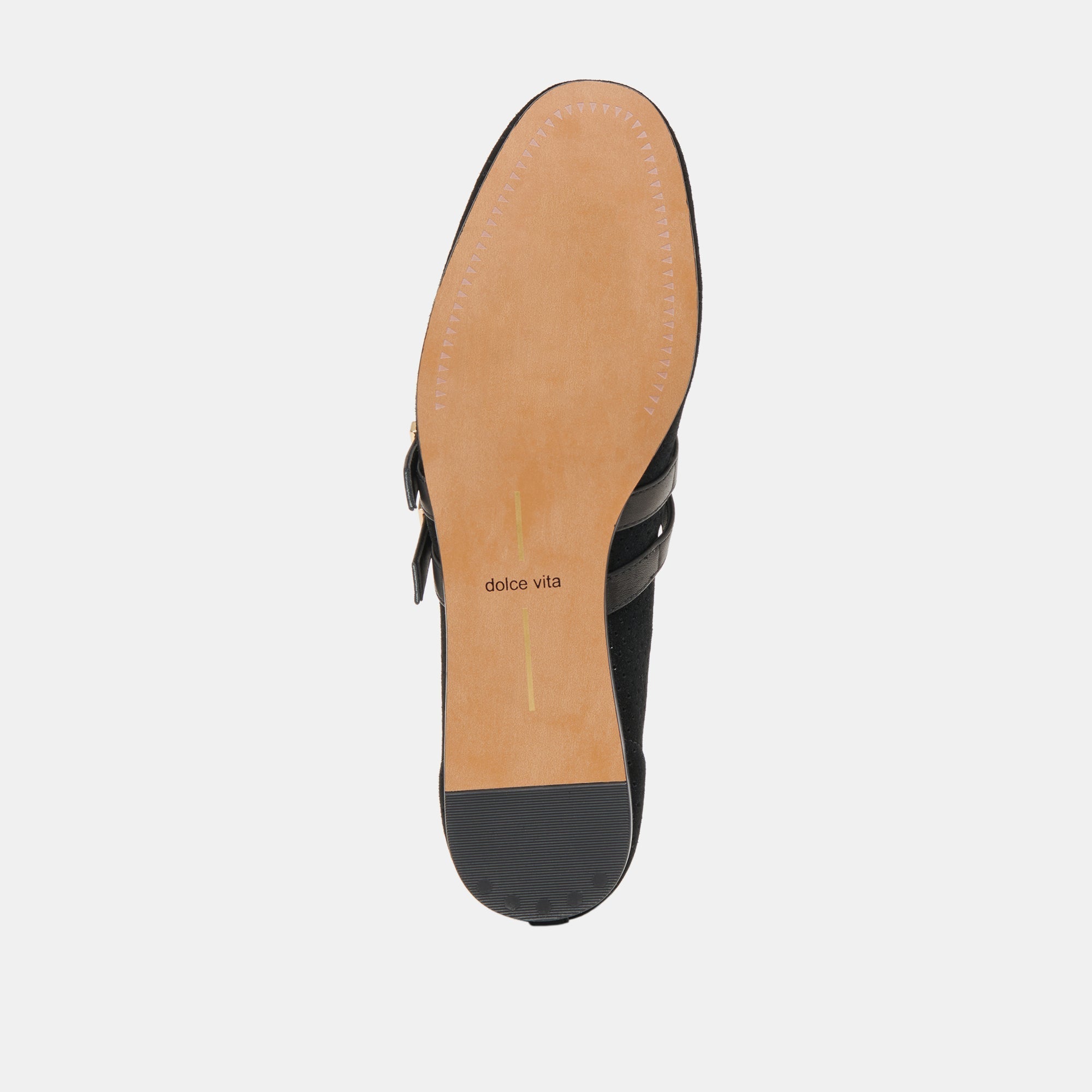 BAYLEE WIDE BALLET FLATS ONYX PERFORATED SUEDE