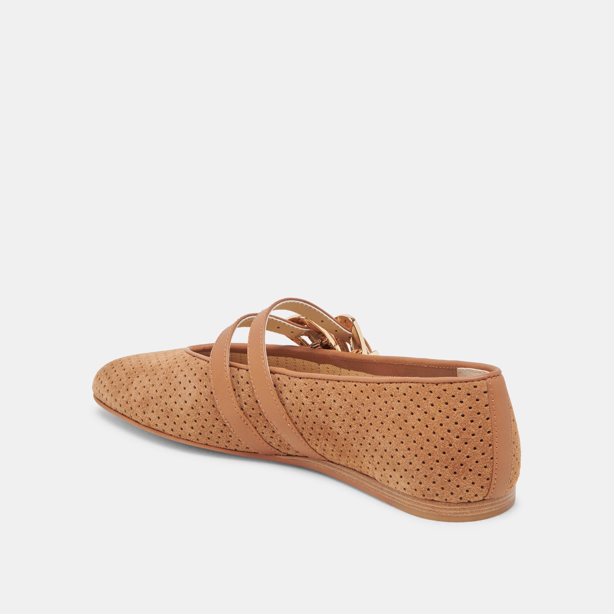 BAYLEE WIDE BALLETS FLATS PECAN PERFORATED SUEDE