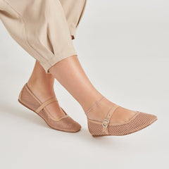 RODNI MESH BALLET FLATS LIGHT TAN WOVEN MESH