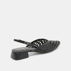 BIRDIE FLATS BLACK WOVEN LEATHER
