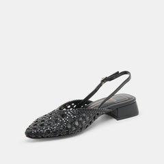 BIRDIE FLATS BLACK WOVEN LEATHER