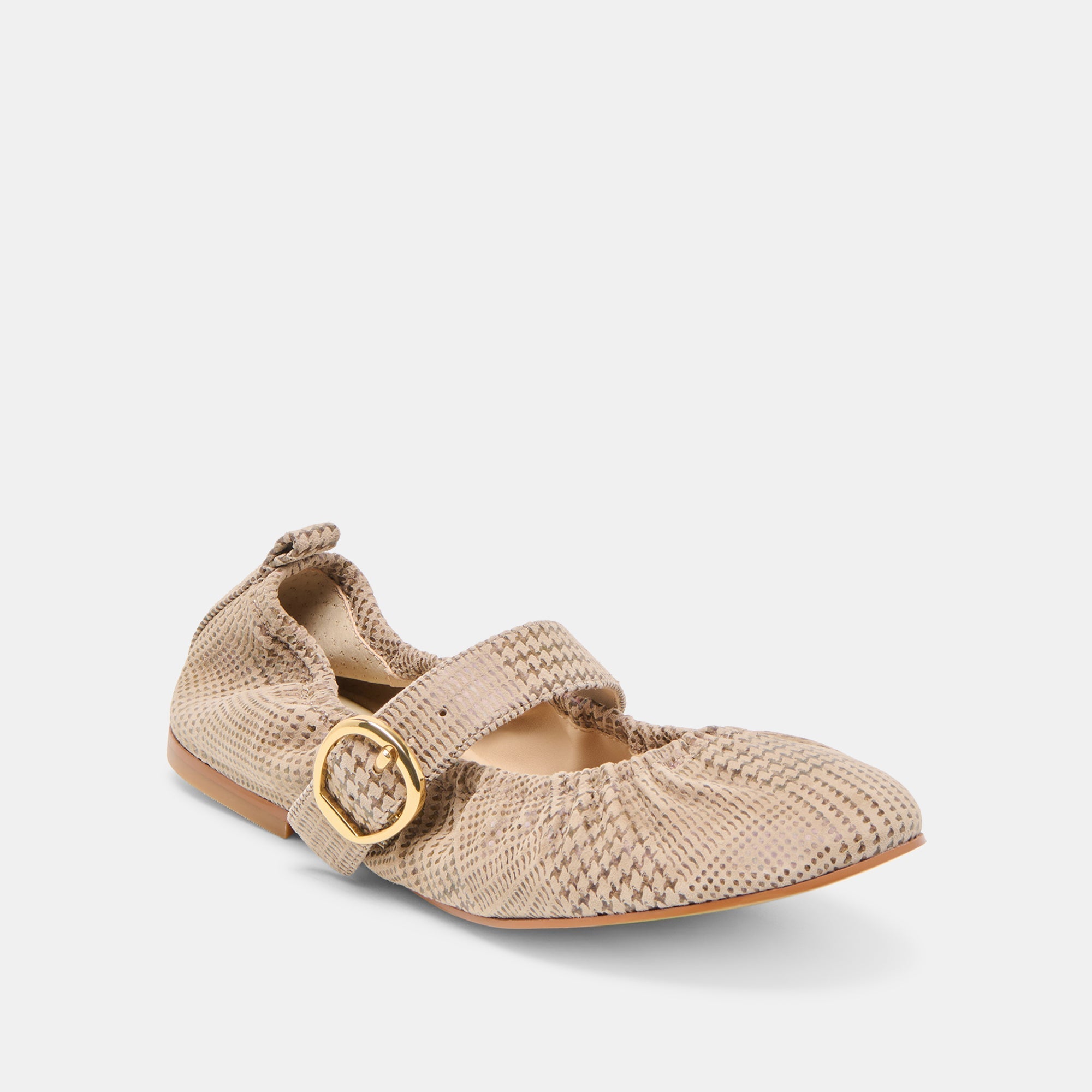 CAELY BALLET FLATS HERRINGBONE PRINTED SUEDE