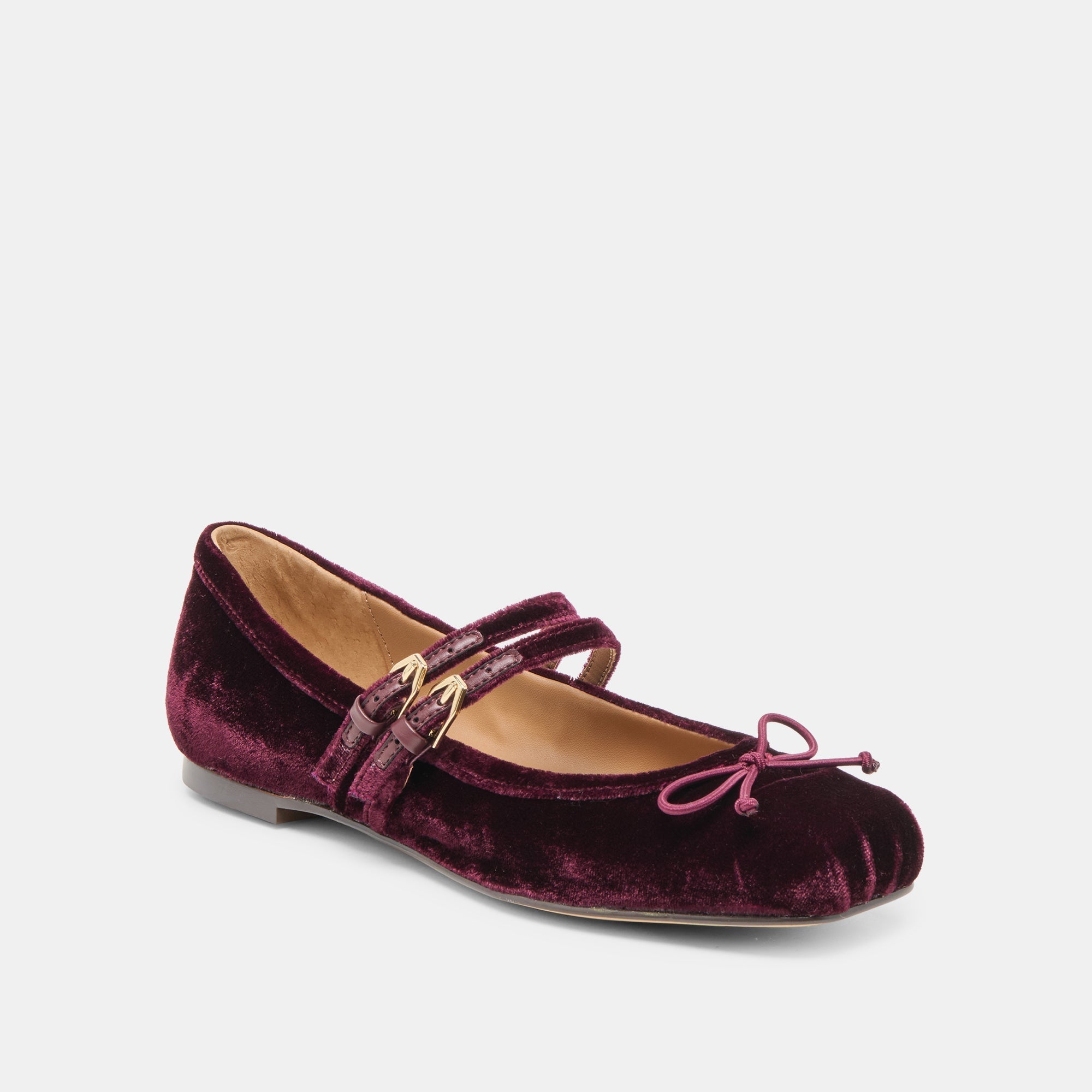 GIBSEN BALLET FLATS BURGUNDY VELVET