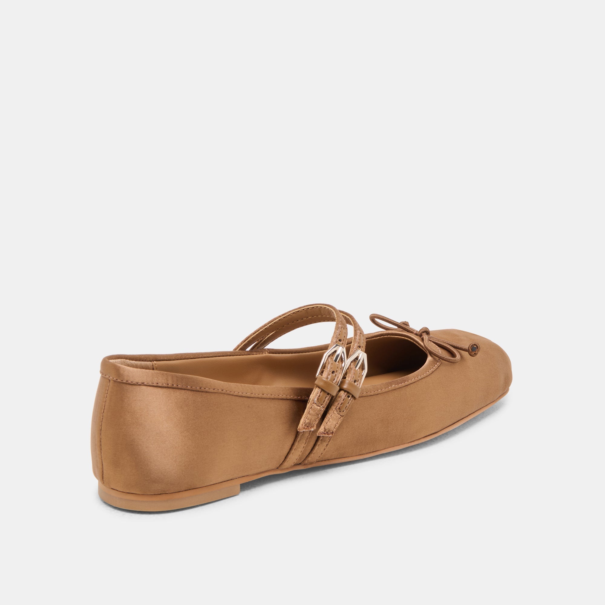 GIBSEN BALLET FLATS MID BROWN SATIN