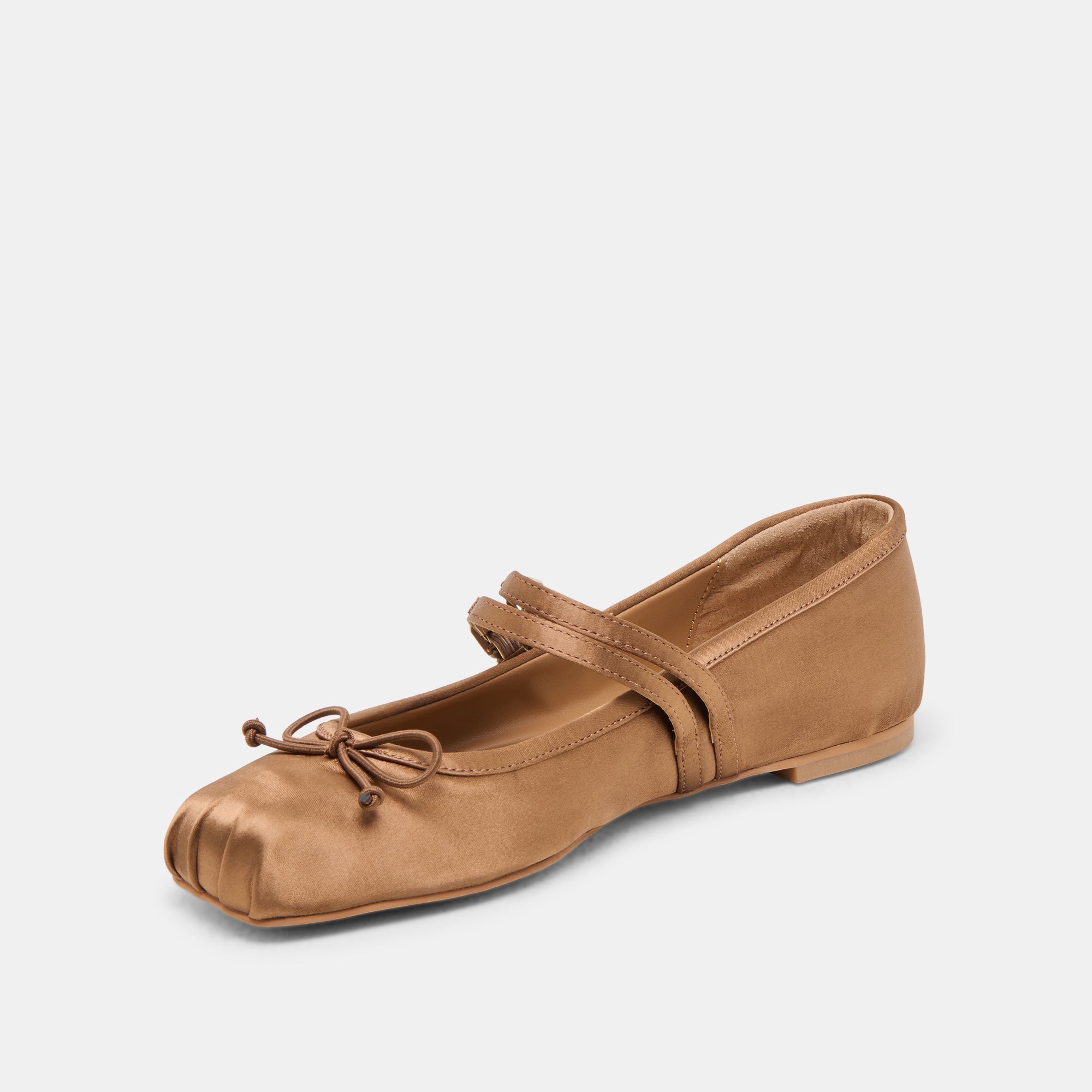 GIBSEN BALLET FLATS MID BROWN SATIN