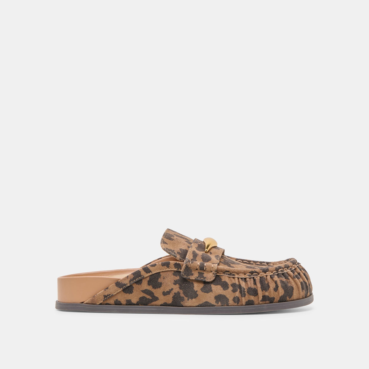 JODERO FLATS BROWN LEOPARD PRINTED SUEDE