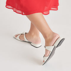 LAVERN SANDALS OFF WHITE CRINKLE PATENT