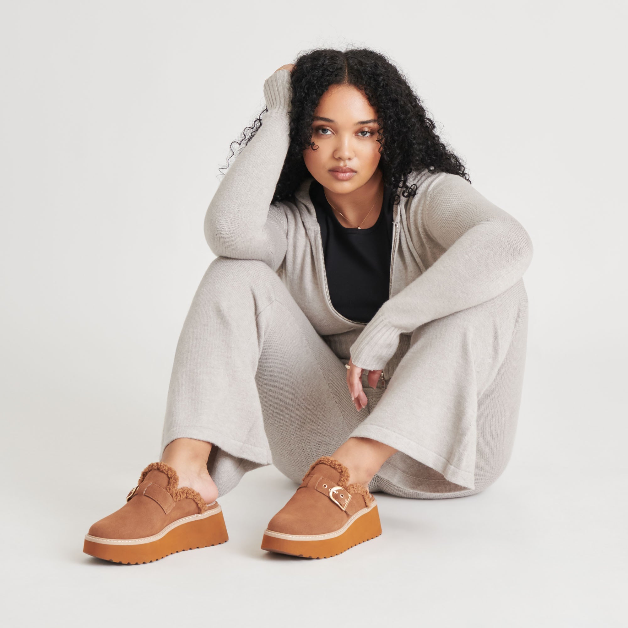 LELANI PLUSH FLATS PECAN SUEDE