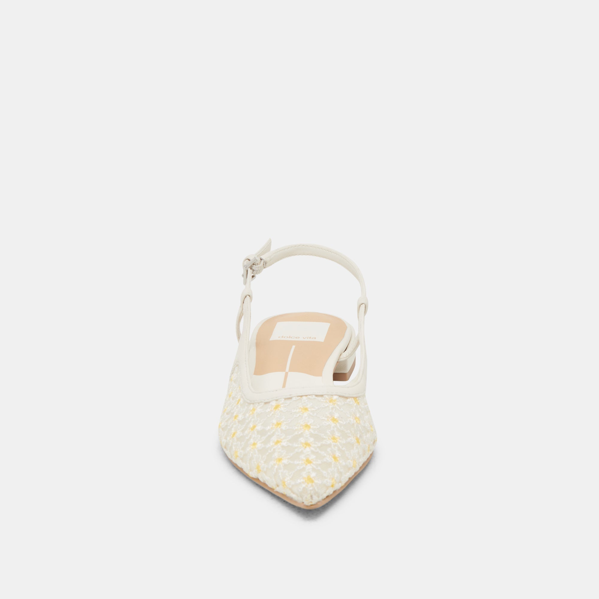 PAMIE FLORAL FLATS WHITE YELLOW FLORAL MESH