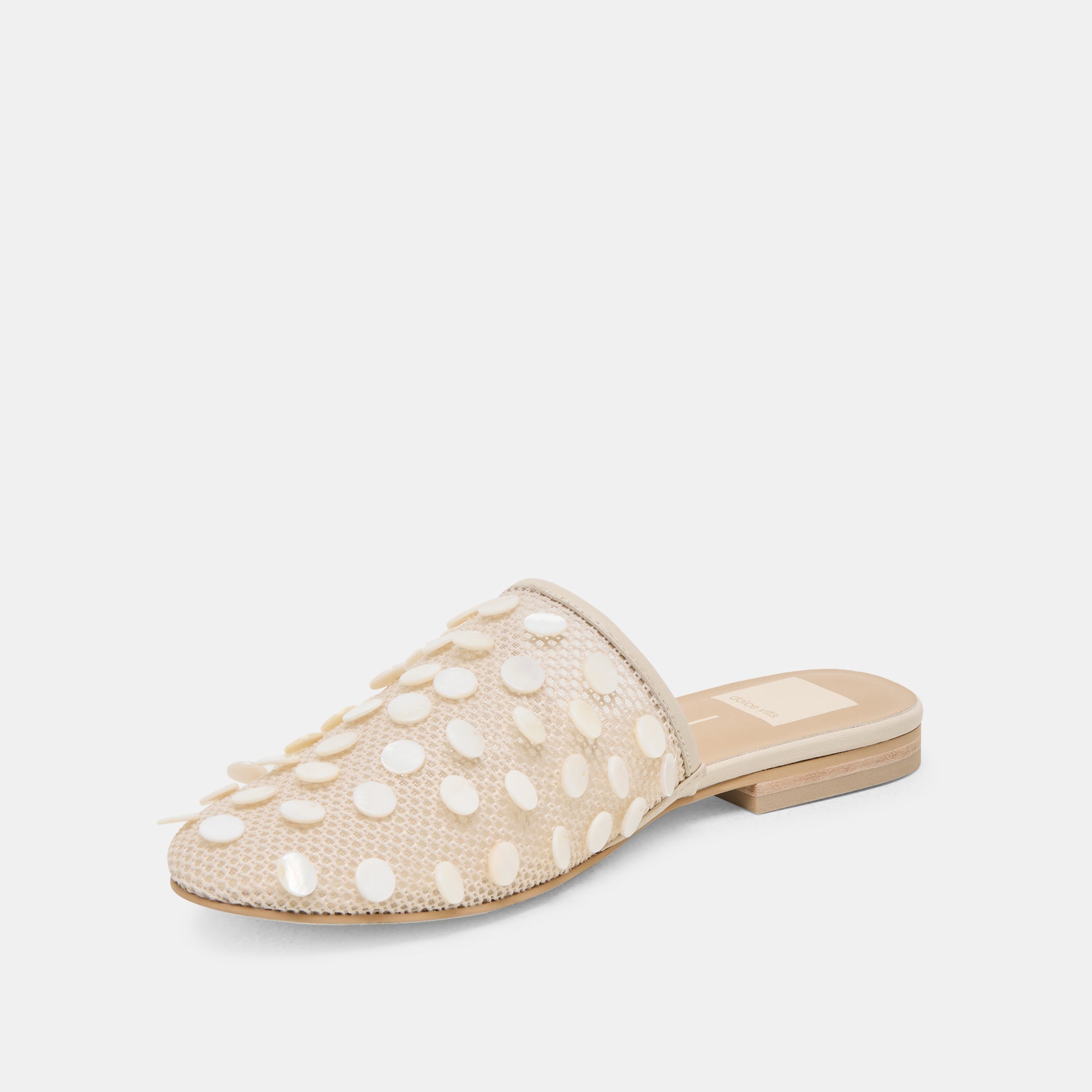 ROVA BEAD FLATS IVORY DISC MESH
