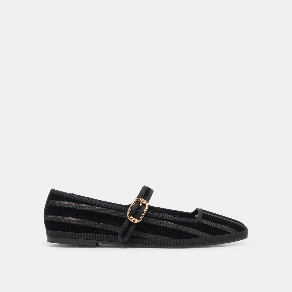 TAMEKA BALLET FLATS BLACK STRIPE MESH