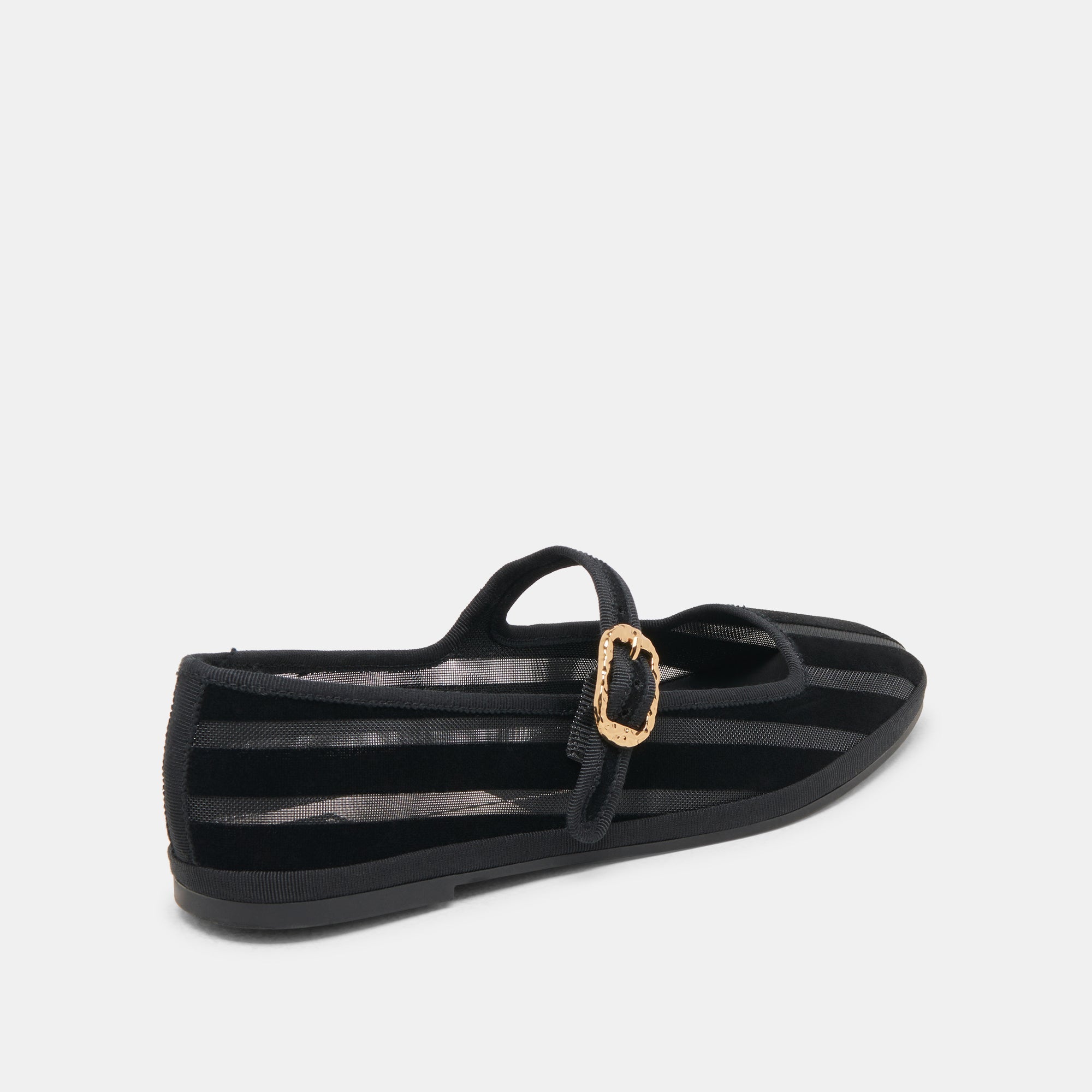 TAMEKA BALLET FLATS BLACK STRIPE MESH