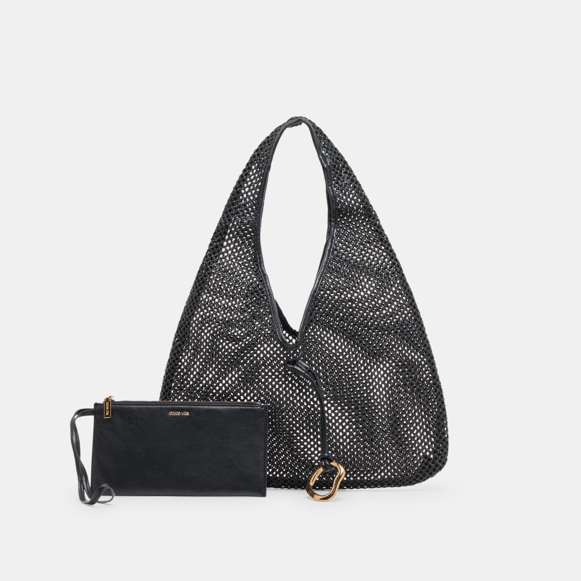 MISSIE TOTE BLACK RAFFIA MESH