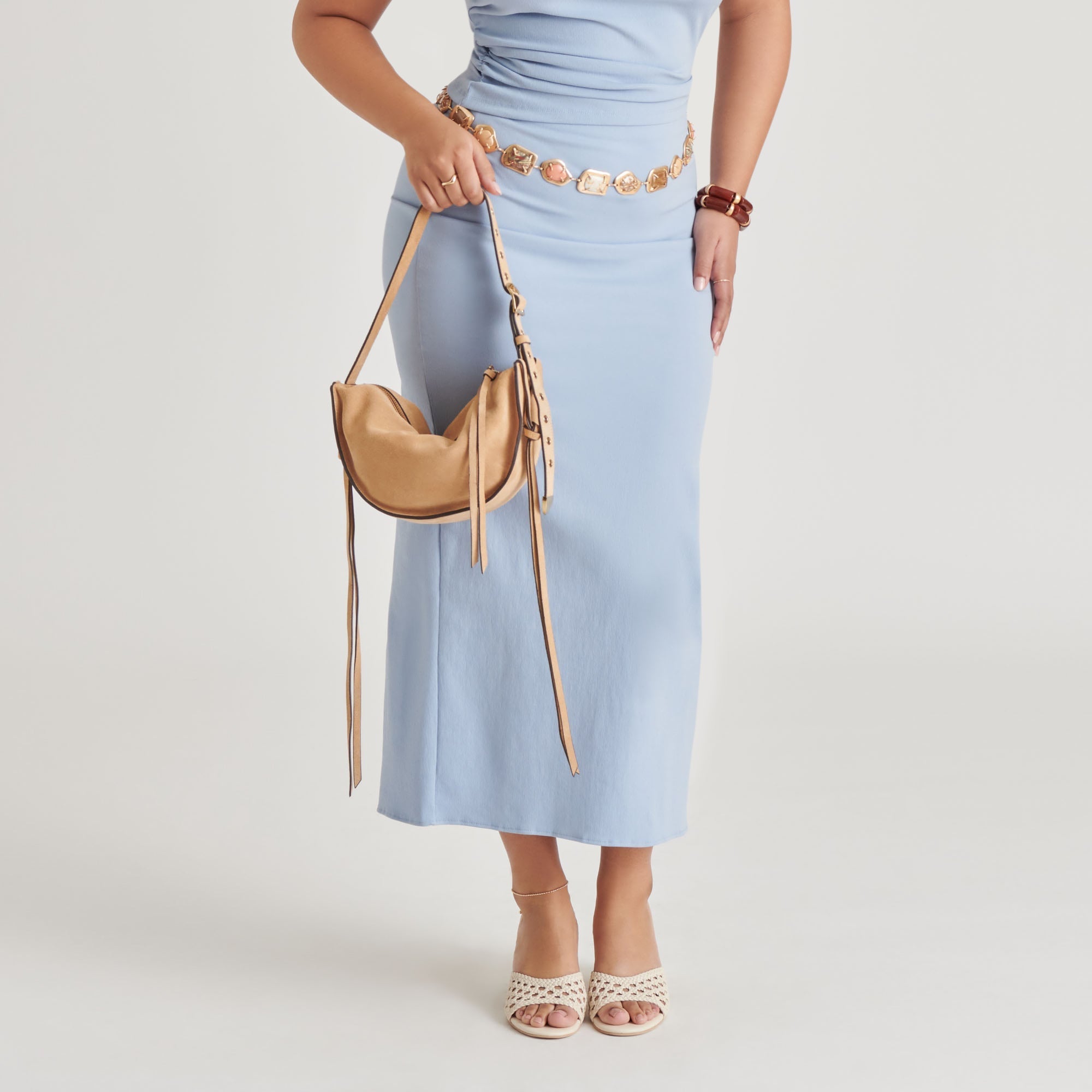 VERONA SHOULDER BAG BEIGE SUEDE