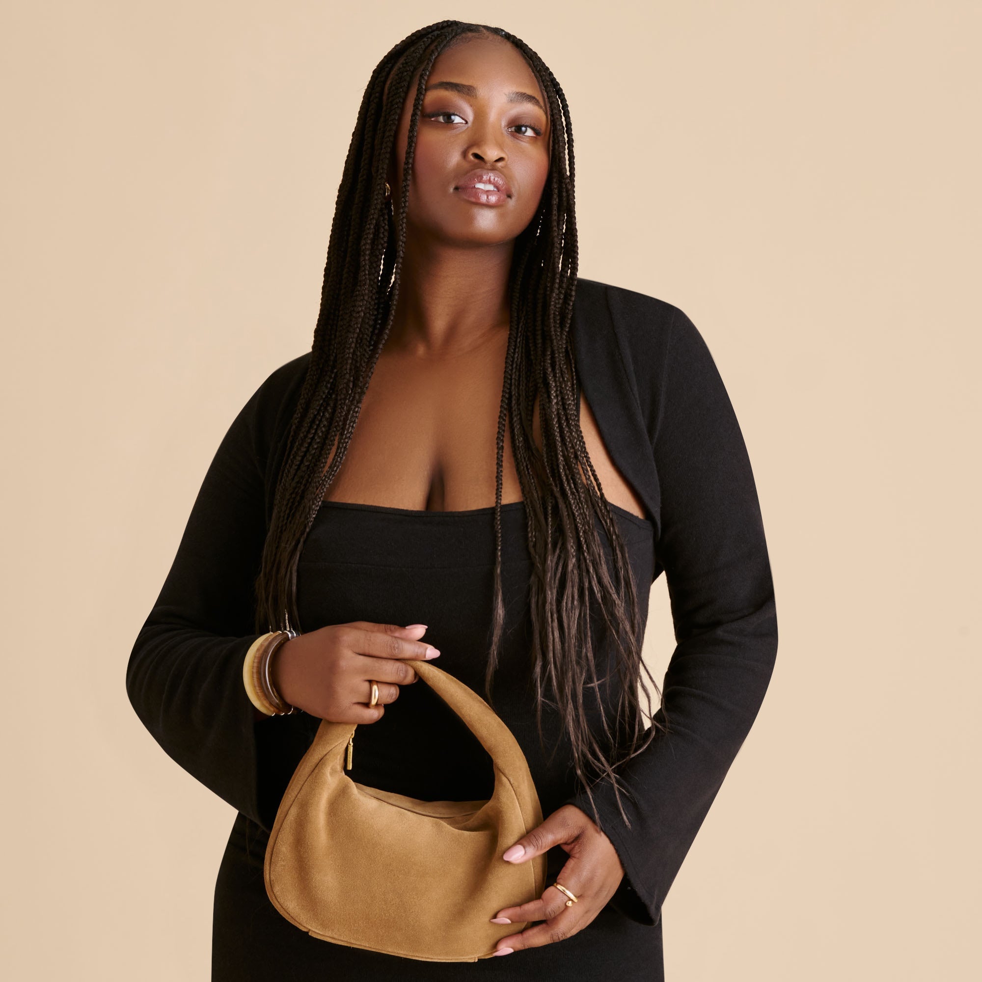 FRANKIE HANDBAG BROWN SUEDE