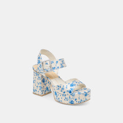 BOBBY PEARL HEELS BLUE FLORAL SATIN