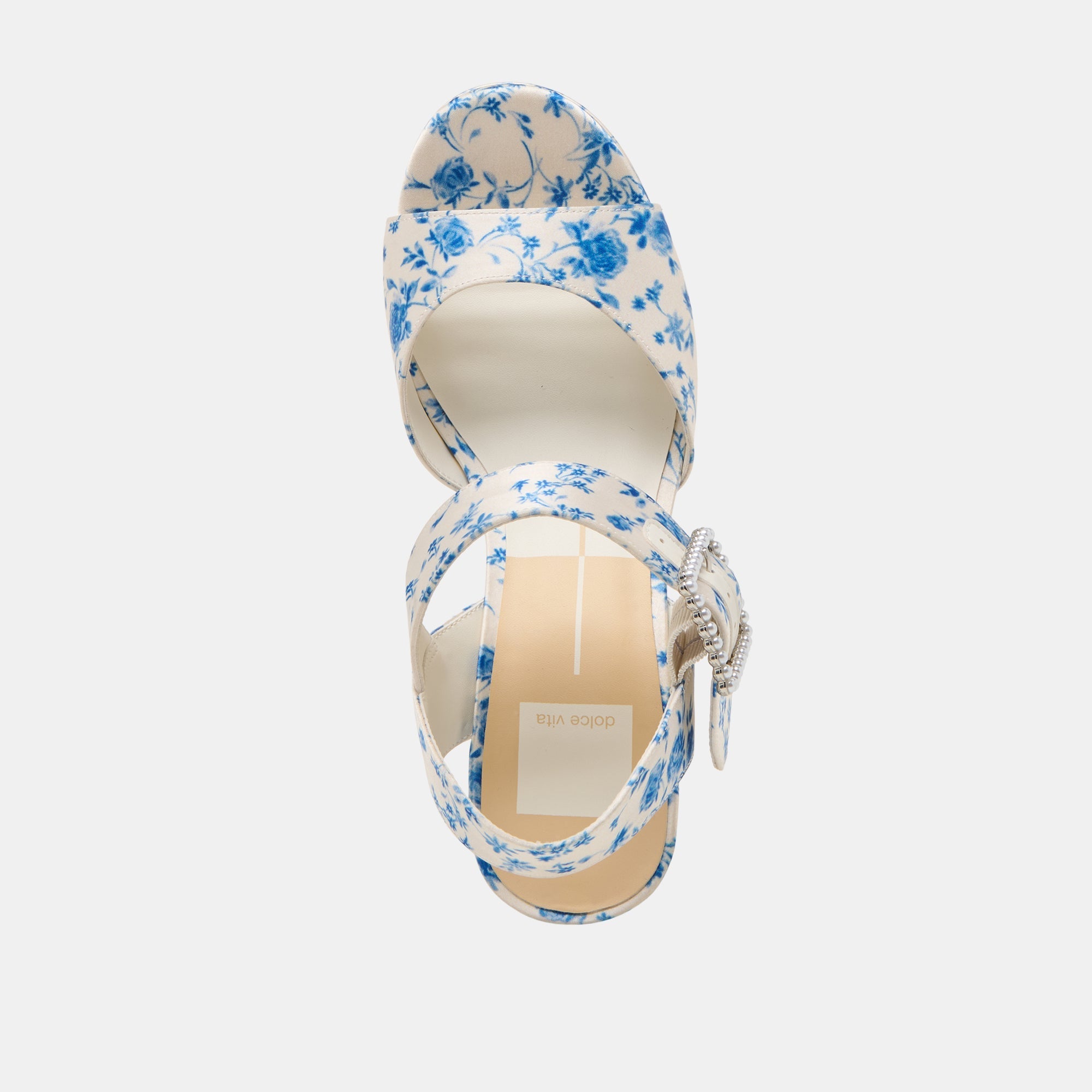 BOBBY PEARL HEELS BLUE FLORAL SATIN