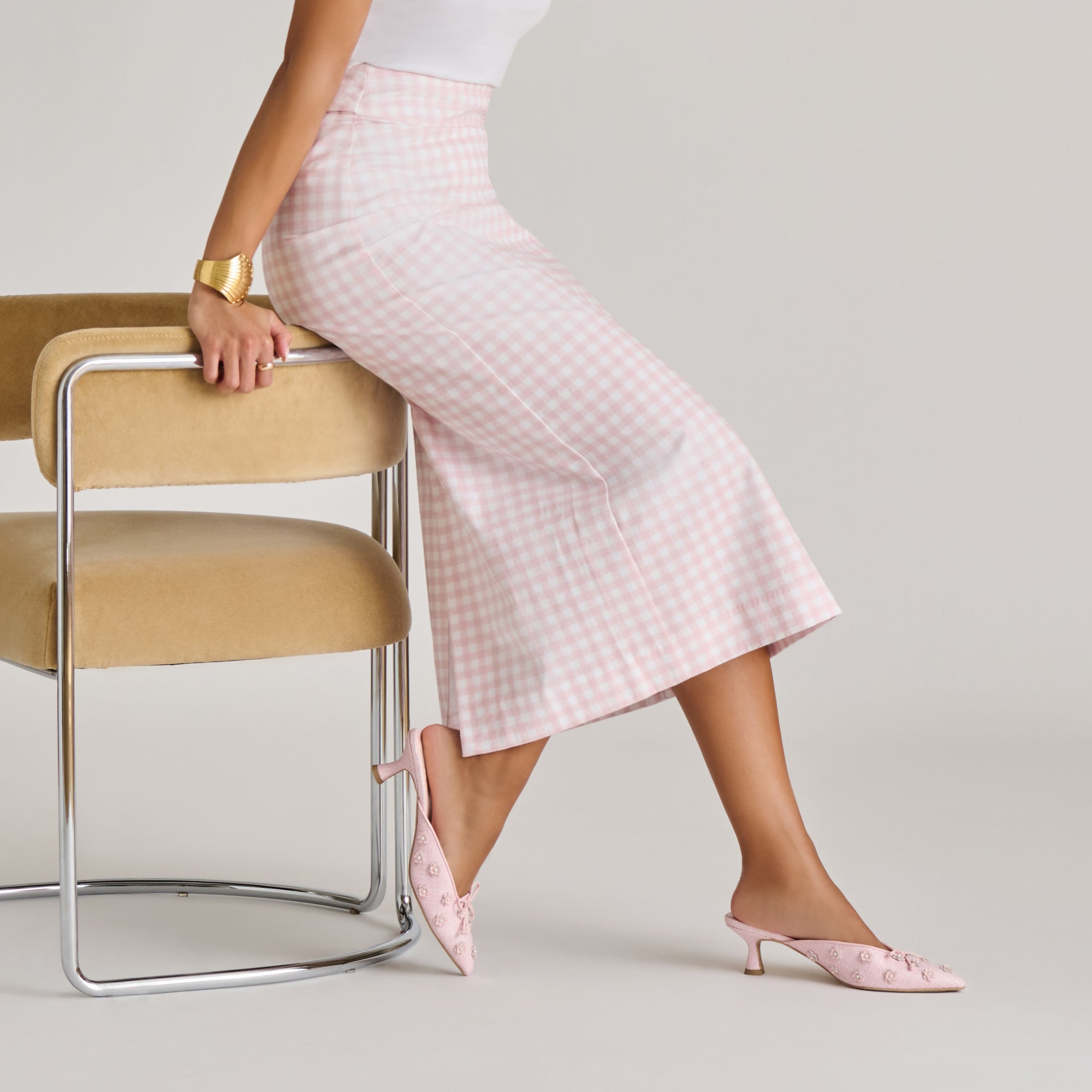 CAMILO X BYRDIE GOLF HEELS PINK RAFFIA