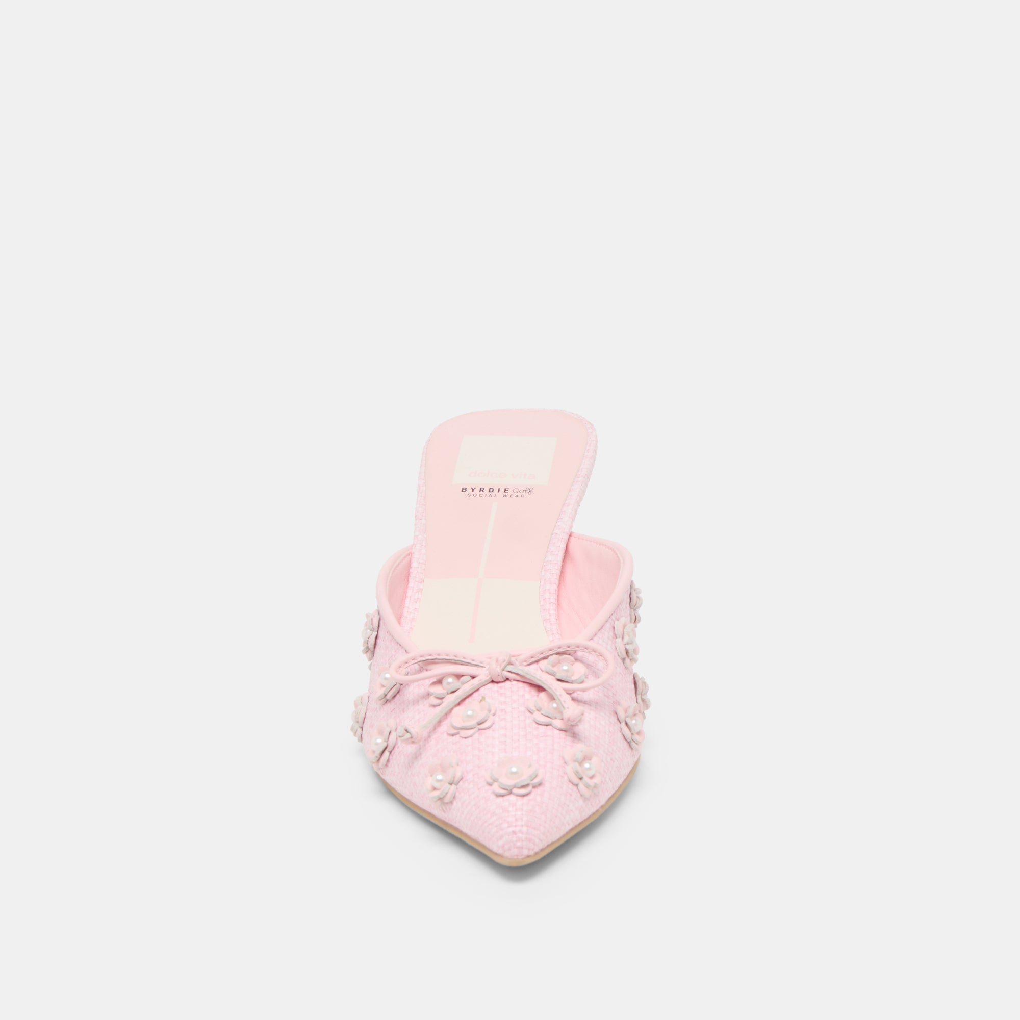 CAMILO X BYRDIE GOLF HEELS PINK RAFFIA