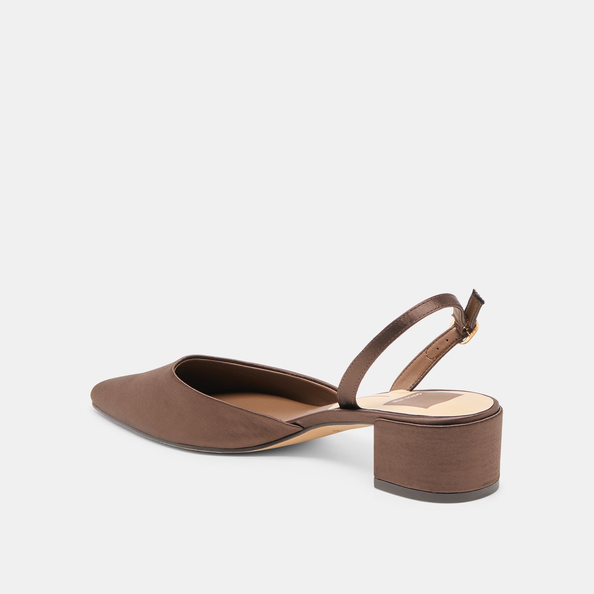 CAREL HEELS DK BROWN SATIN