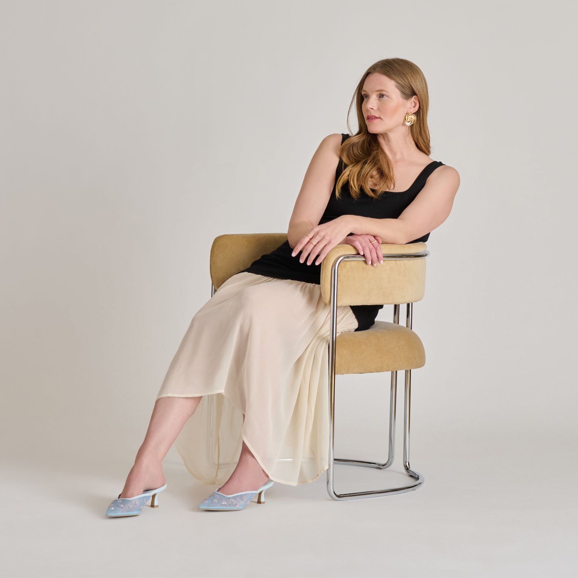 CLARA HEELS ICE BLUE MESH