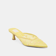 CLARA WIDE HEELS LEMON MESH