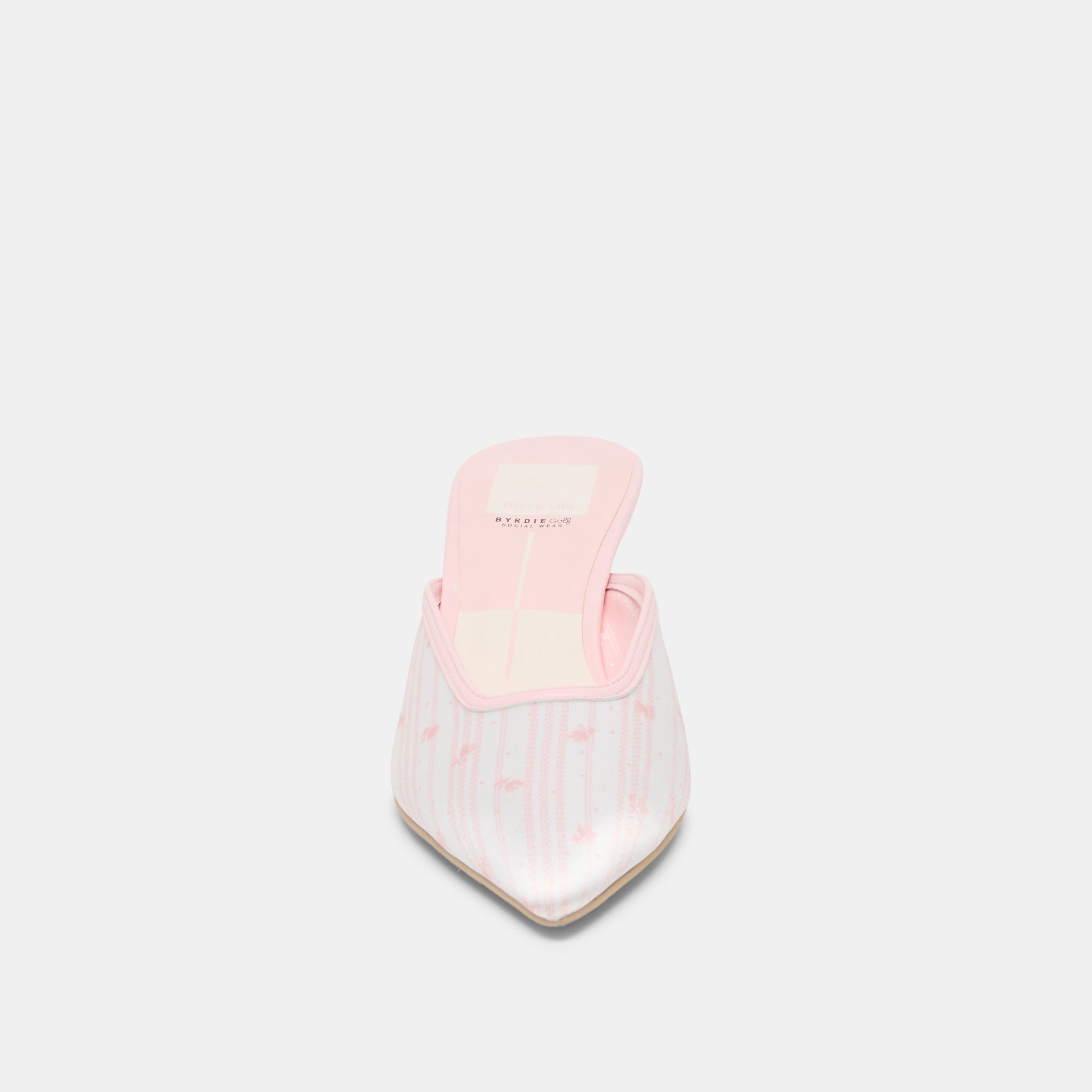 CLEO X BYRDIE GOLF HEELS PINK FLORAL SATIN