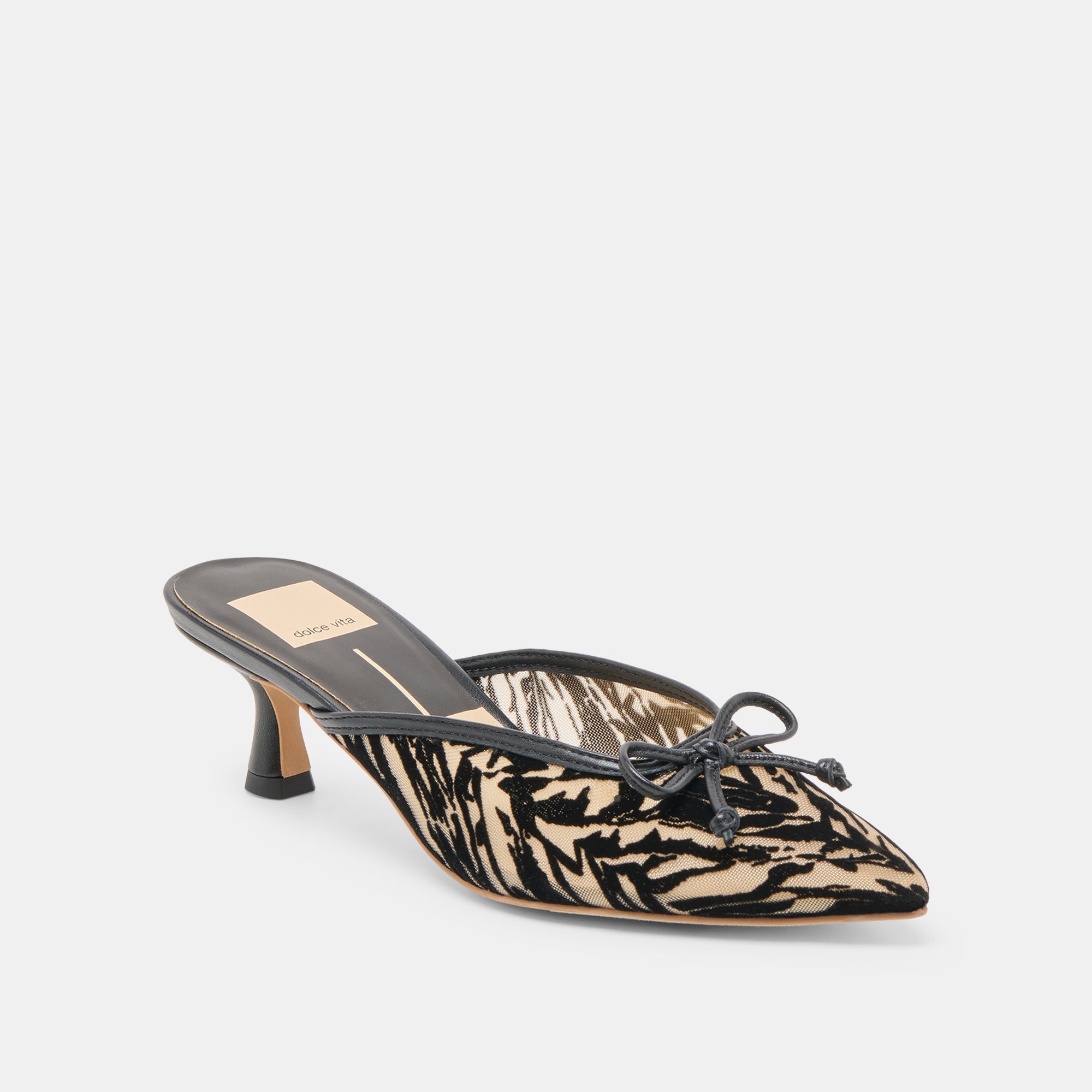 CLEO HEELS ZEBRA VELVET MESH