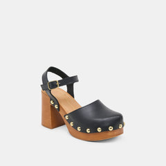 CLOVER HEELS BLACK LEATHER