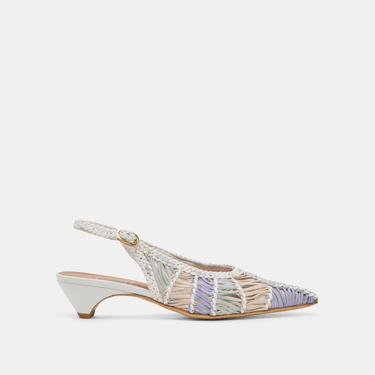 DAFNEY HEELS WHITE MULTI WOVEN LEATHER