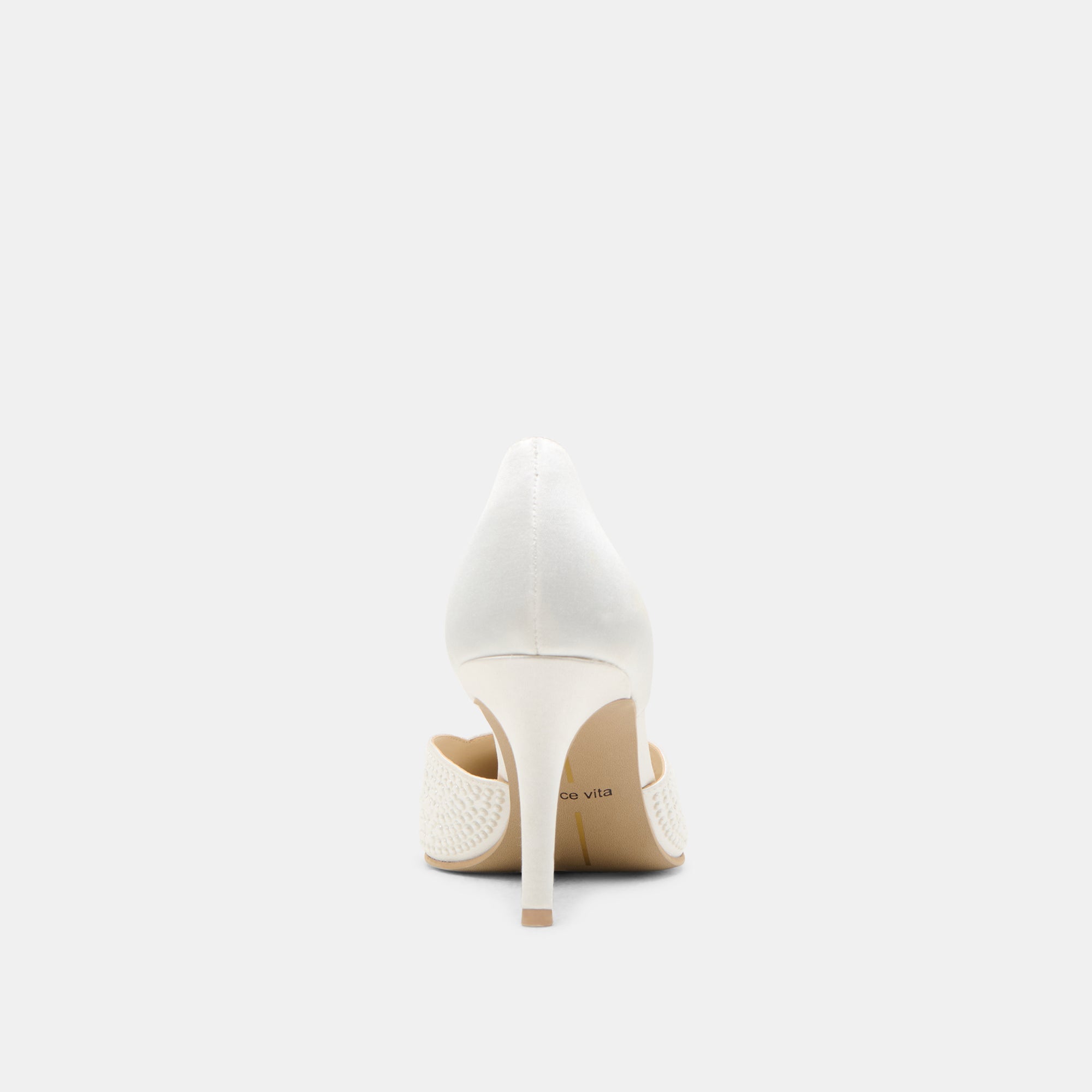 ELOY PEARL HEELS TRUE WHITE SATIN