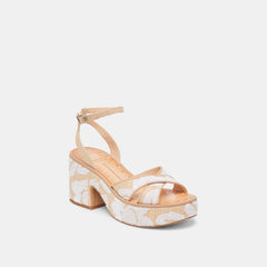 ENIKO HEELS NATURAL MULTI FLORAL SEQUIN