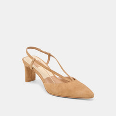 GINAY HEELS LT BROWN SUEDE