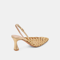 GLORIA HEELS GOLD WOVEN