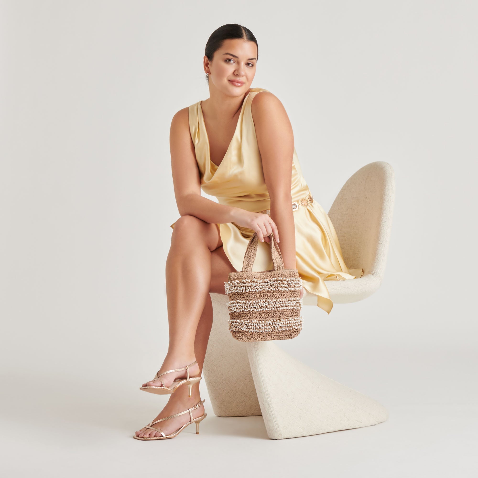 LAURY HEELS CHAMPAGNE EMBOSSED LEATHER