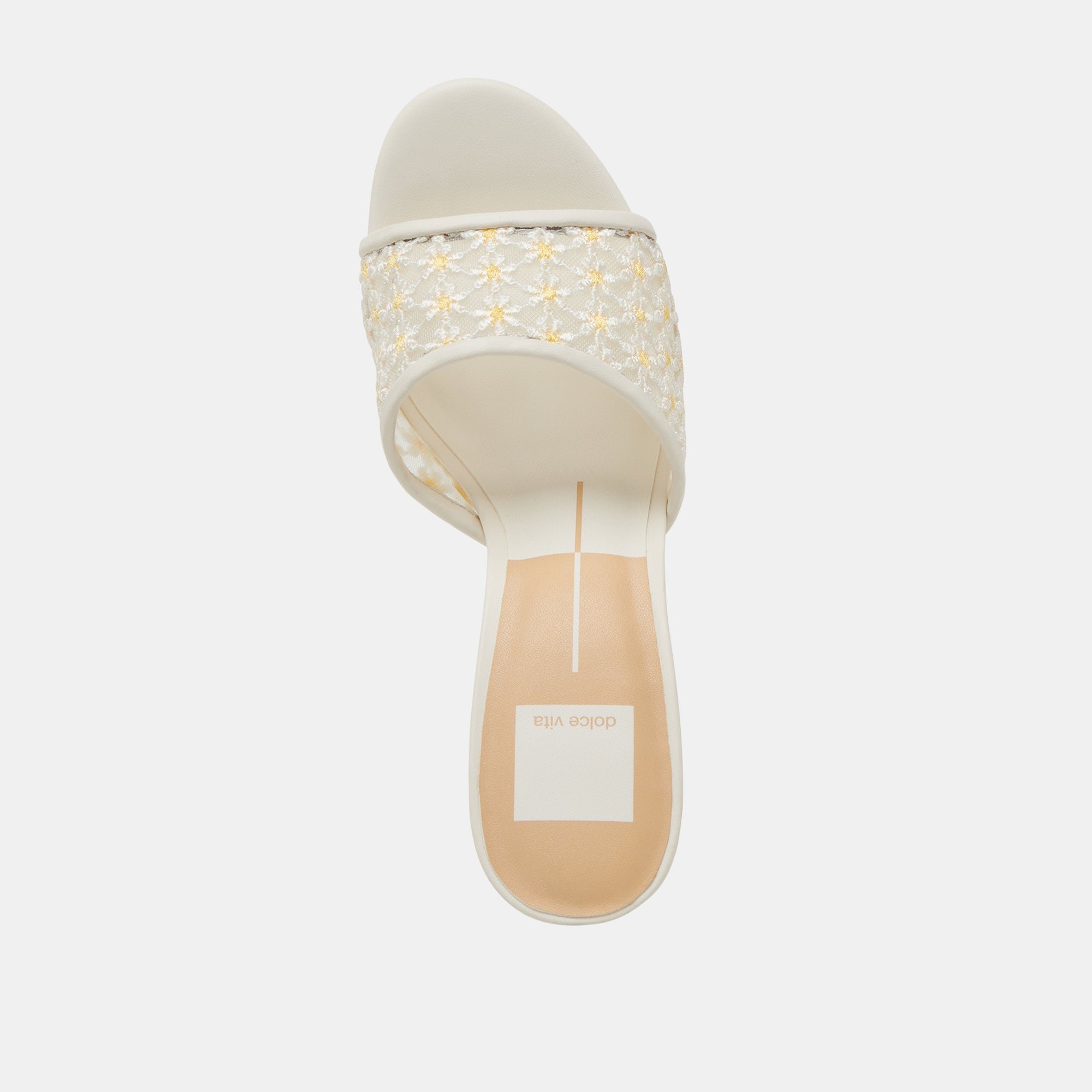 LAVENA FLORAL HEELS WHITE YELLOW FLORAL MESH