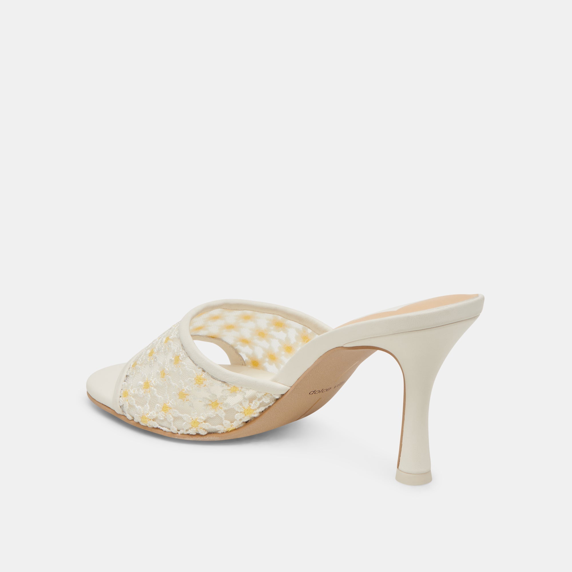LAVENA FLORAL HEELS WHITE YELLOW FLORAL MESH