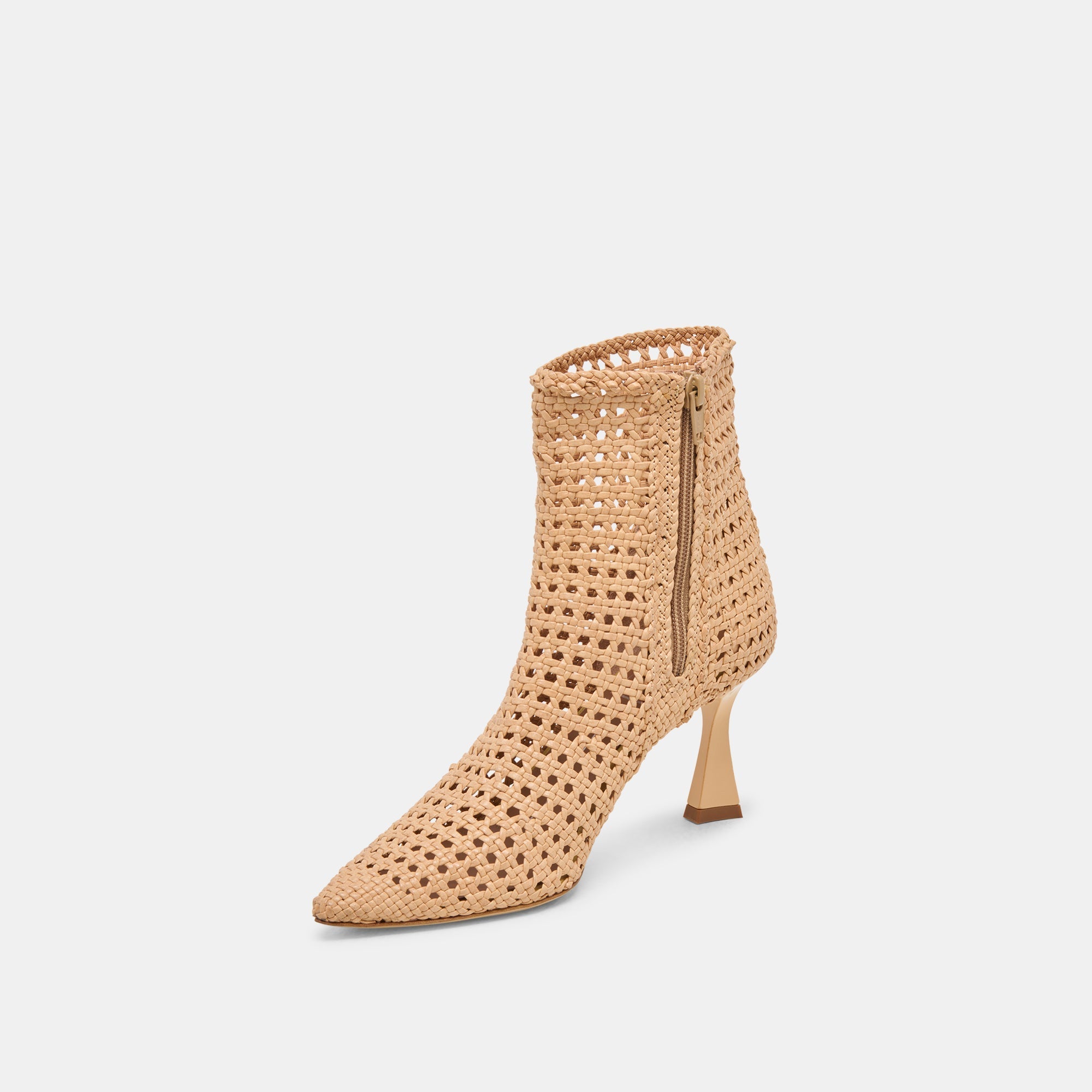 LONNI BOOTIES LIGHT TAN WOVEN LEATHER