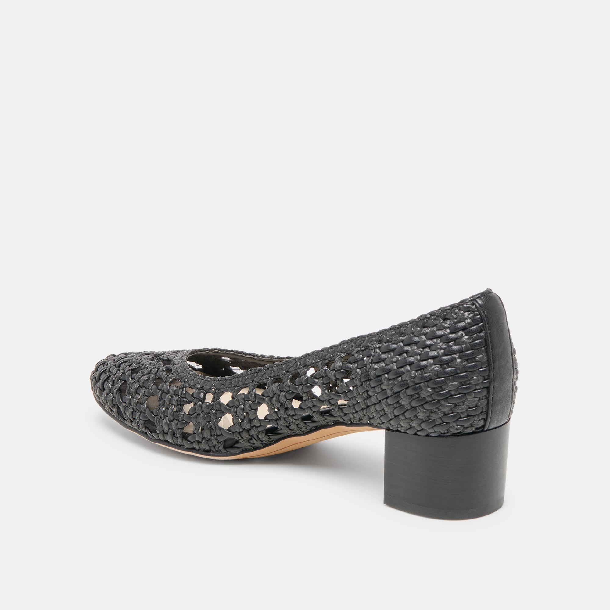 LULA HEELS BLACK WOVEN RAFFIA