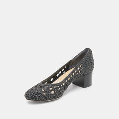 LULA HEELS BLACK WOVEN RAFFIA