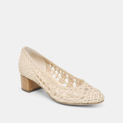 LULA HEELS IVORY MULTI WOVEN RAFFIA