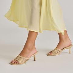 MAYLAH HEELS LIGHT GOLD MACRAME