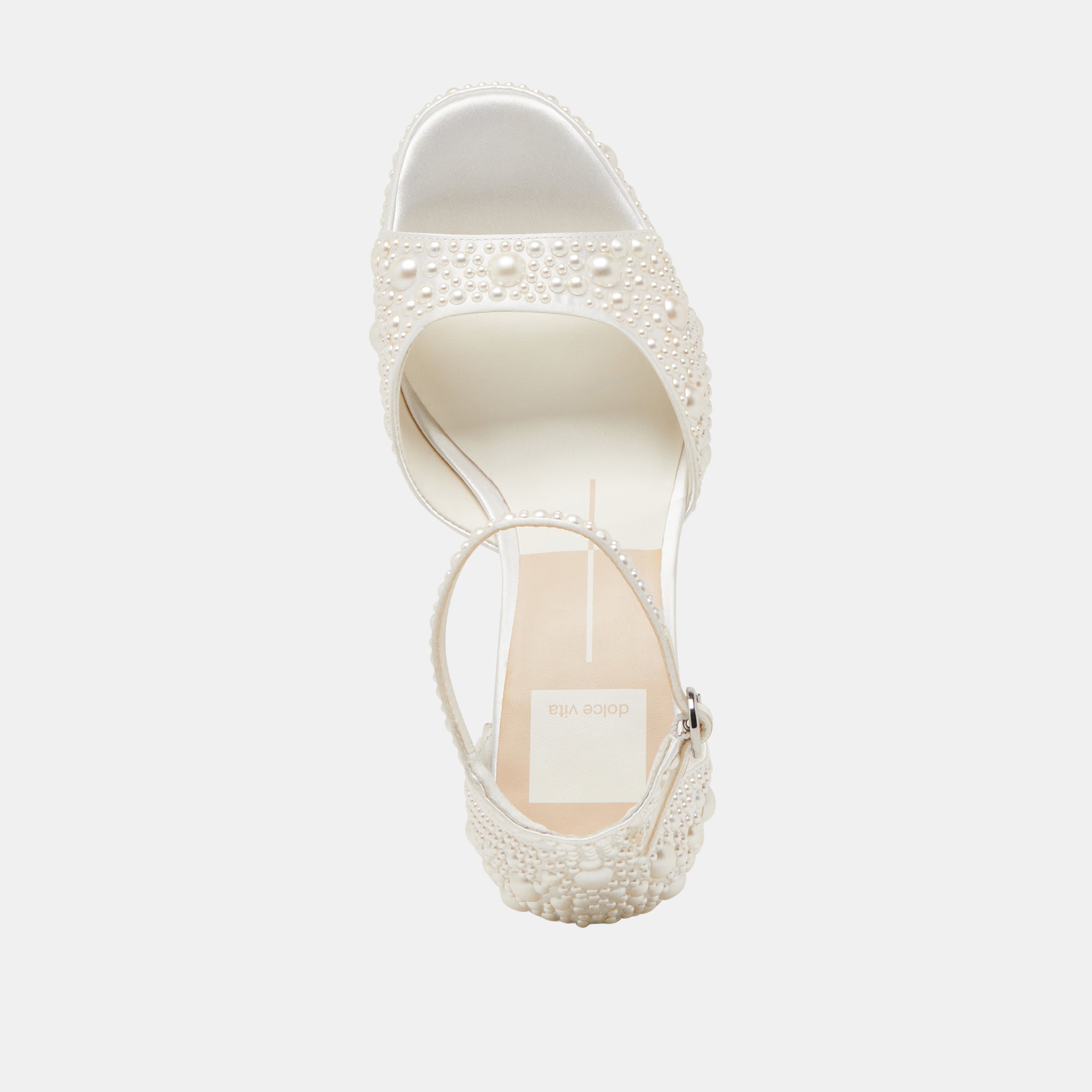 PANDRO PEARL WIDE HEELS TRUE WHITE SATIN