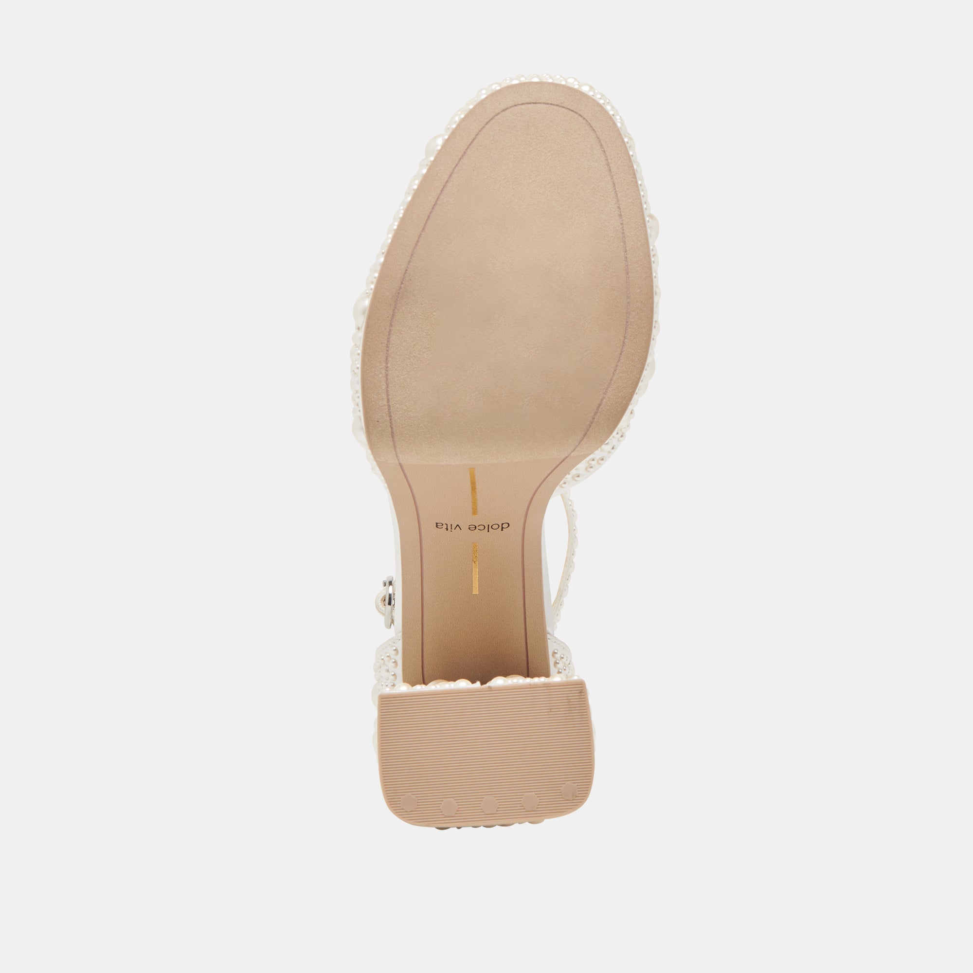 PANDRO PEARL WIDE HEELS TRUE WHITE SATIN