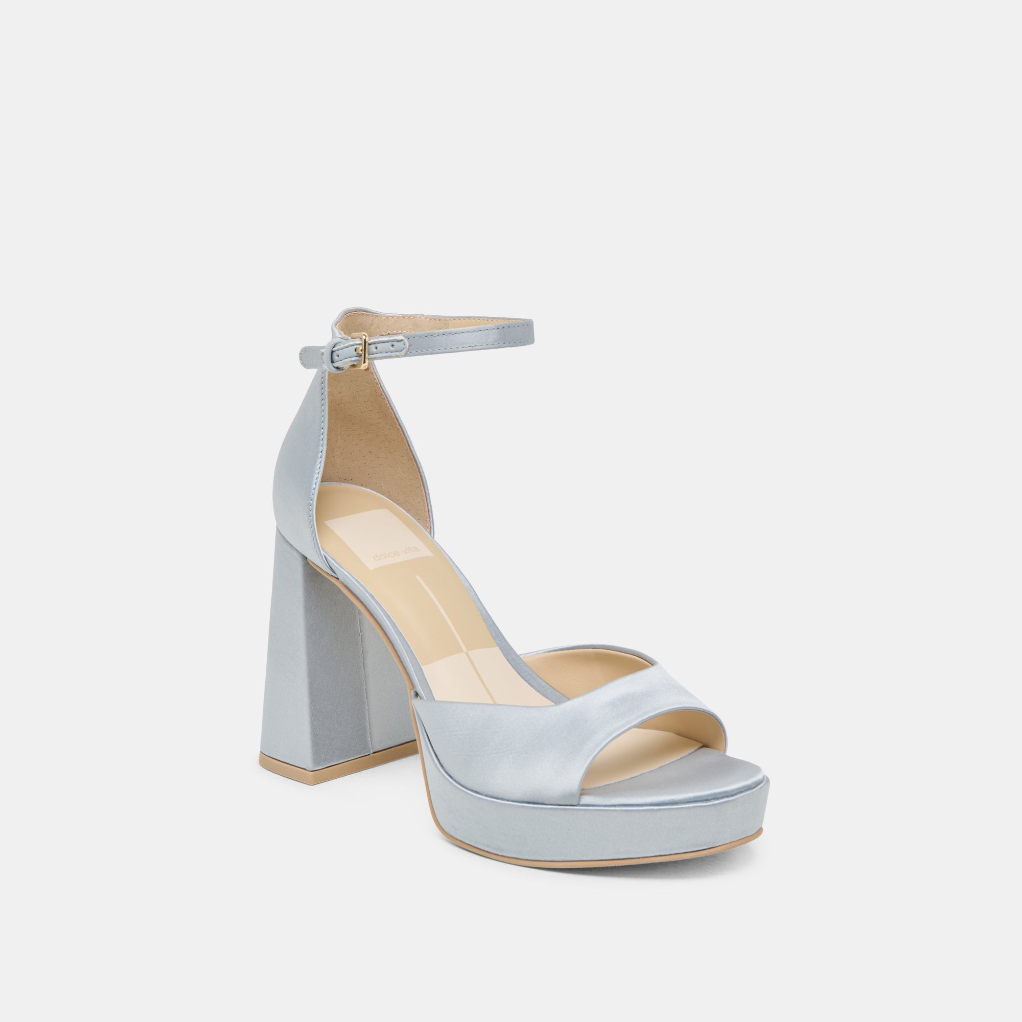 PANDRO HEELS LIGHT BLUE SATIN